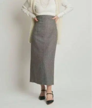 Mystrada 하이웨스트 타이트 스커트 그레이 체크 사이즈 36