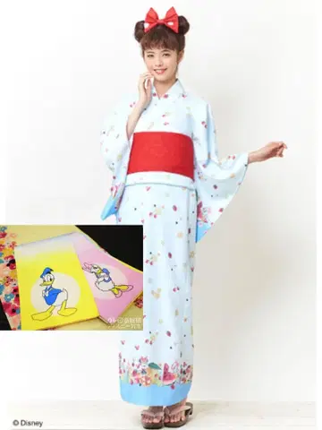 시크릿허니 키모노 공방마츠야 디즈니 유카타 반폭 오비 세트