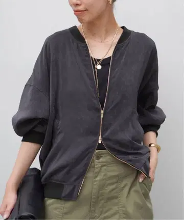 AP STUDIO 스웨이드 라이크 새틴 블루종 블랙