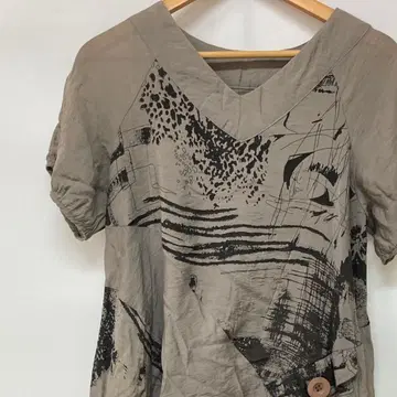 상의 반팔 튜닉 V넥 캐주얼 그레이 [ CT1739 ]