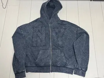자라 ZARA NY 로고 자수 다크 그레이 후드티