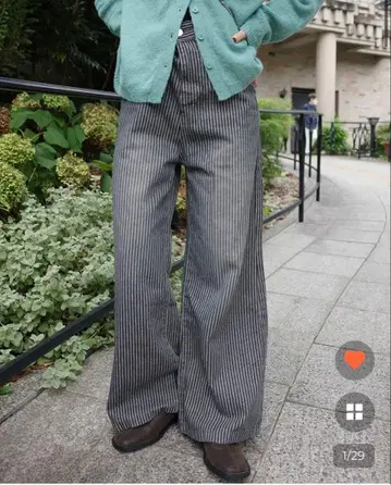 누구 원 헤링본 스트라이프 팬츠