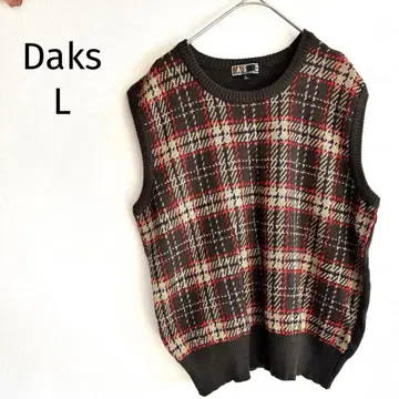 닥스 골프 라인, 체크 무늬 니트 베스트, 울 100%