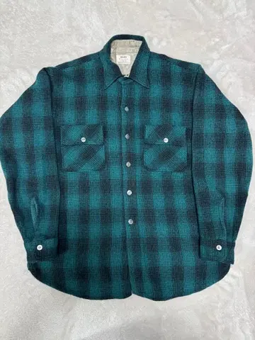 60s SEARS 시어스 바닥 플란넬 셔츠 옴브레 보드 셔츠 그린