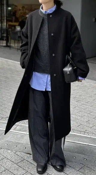 새상품 2024AW 저널 스탠다드 슈퍼 140 비버 노카라 코트