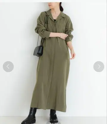 URBAN RESEARCH 오픈 카라 셔츠 원피스 카키