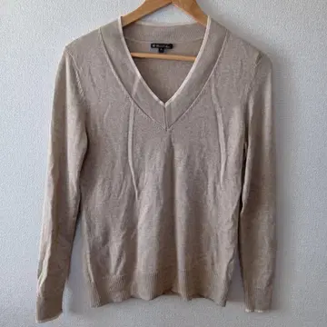 브룩스브라더스 베이지 V넥 니트 스웨터 긴팔 실크 캐시미어