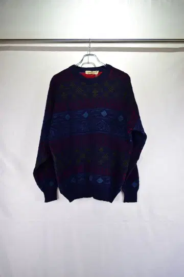 구제 의류 디자인 프린트 울 니트 스웨터 패턴 니트 빈티지 80s 90s