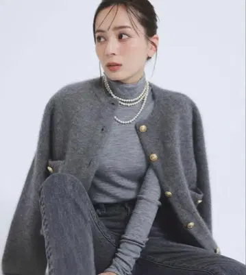 anuans 라쿤 블렌드 노카라 니트 자켓