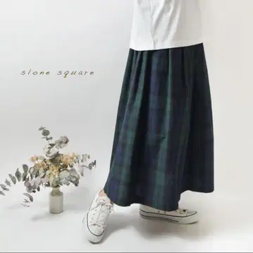슬로우 스퀘어 린넨 100% 플리츠 스커트