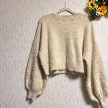 Discoat 디스코트 샤기 베이지 숏 기장 니트 스웨터