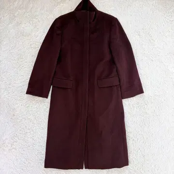 [ 새상품급 ] 캐시미어 100% 브라운 지퍼 롱 코트 여성용 9호