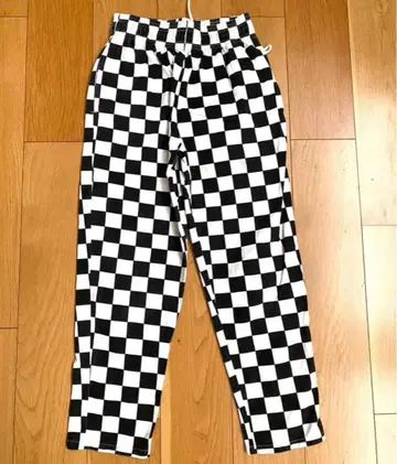 새상품급 쿠크만 셰프 팬츠 체커 화이트 블랙 화이트 블랙