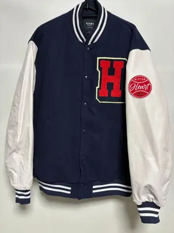 [알뜰 구매] BEAMS HEART 바시티 자켓 네이비/화이트