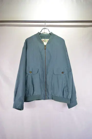 구제 폴리 나일론 페이크 스웨이드 디자인 블루종 유럽 구제 빈티지