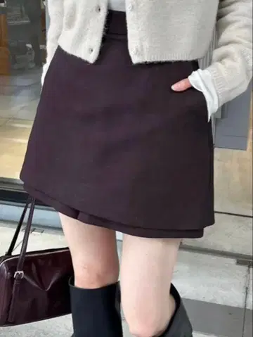 mystic 레이어드 미니스커트 바지 브라운 사이즈 2