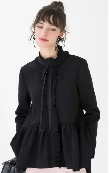 트루 바이 마리코 오이카와 Eloise D 프릴 레이스 페플럼 튜닉 36