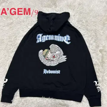 A'GEM9 에이젬나인 엔젤 천사 백 프린트 지퍼 후드티