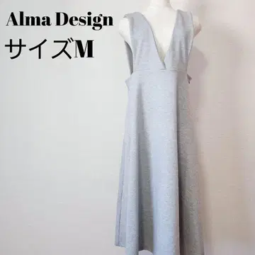 Alma Design 티셔츠 원피스 롱 V넥 그레이 M