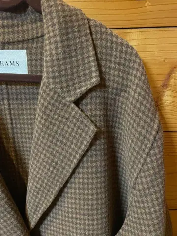 새상품급 Ray BEAMS 체크 무늬 롱 코트 브라운