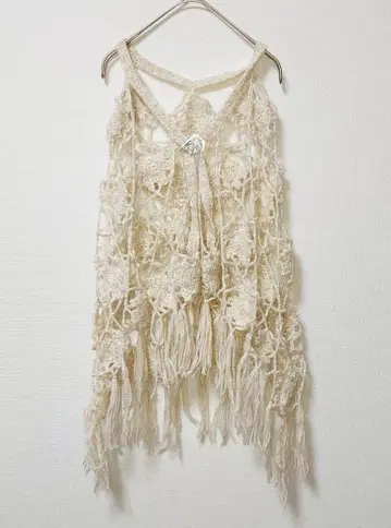 [핸드메이드] 아이보리 크로셰 뜨개질 판초