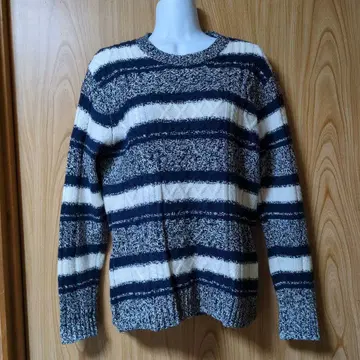 남성용 비기 스트라이프 케이블 짜임 니트 스웨터