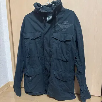 AVIREX 블랙 밀리터리 자켓 XL