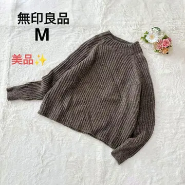 [ 새상품급 ] 무인양품 울 100 니트 스웨터 M 캐주얼 브라운 상의