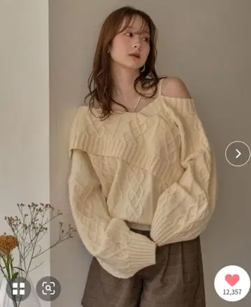 mideal 마이디얼 원숄더 케이블 니트