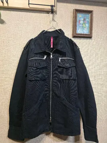 블랙 자켓 M 코듀로이풍 워크 블루종