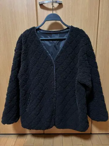 SUGAR SPOON 보아 퀼팅 자켓 블랙