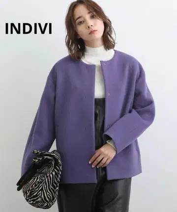 새상품급 현행 INDIVI 울 리버 숏코트 39,996엔 노카라