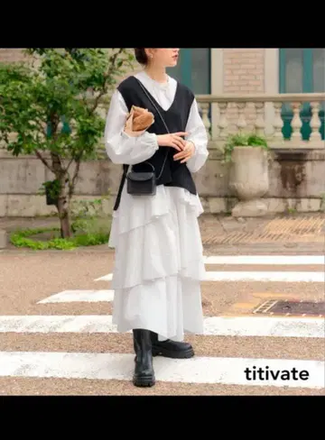 titivate 볼륨 불규칙 밑단 셔츠 원피스 (덤 베스트 포함)