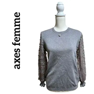axes femme 엑시즈팜 시어 입체 꽃 레이스 니트 풀오버
