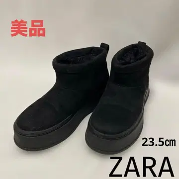 새상품급 ZARA 인기 통굽 어그 부츠 숏부츠 블랙 스웨이드