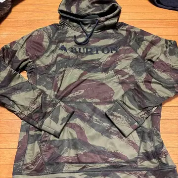 BURTON 카모 패턴 후드 부착 후드티 M