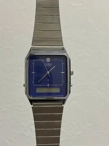 CASIO 쿼츠 손목시계 스퀘어 블루 빈티지