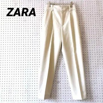 자라 테이퍼드 슬랙스 하이웨스트 센터 프레스 ( S ) 아이보리