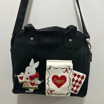 SWIMMER 앨리스 화이트 토끼와 카드놀이 숄더백 블랙 2way