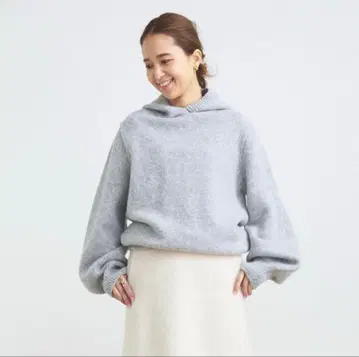 yori 퍼프 슬리브 후드 니트