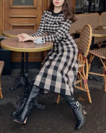 Herlipto Plaid Jacquard Knit Dress