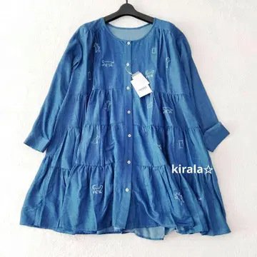 미사용 택 포함 퍼슨 튜닉 고양이 블루