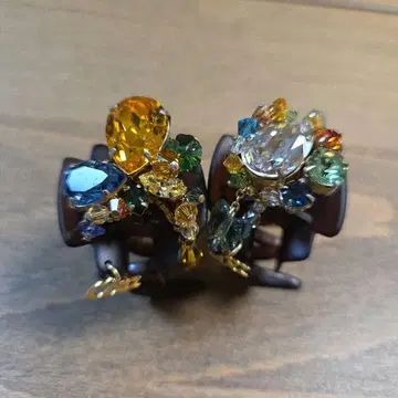 컴플렉스 비즈 비쥬 장식 헤어 클립 2개 세트