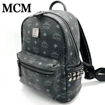 [ 새상품급 ] MCM 블랙 스몰 사이즈 스터드 백팩 비세토스 패턴 블랙