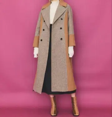 INella(이네라) 컬러 블록 롱 코트