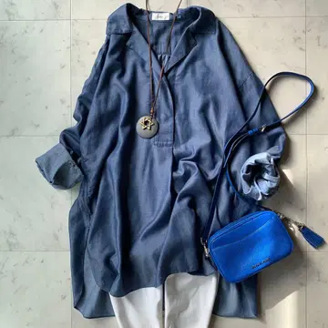 이에나 IENA 데님풍 스키퍼 셔츠 오버 사이즈 루즈핏 블루 계열