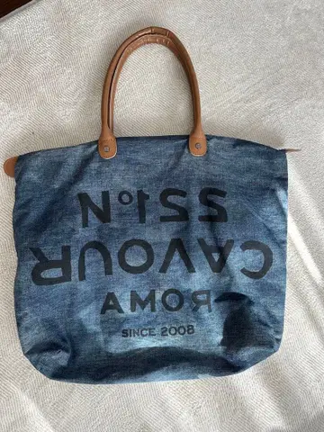 데님 블루 토트백