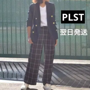 PLST 플라스테 웜 리저브 와이드 팬츠 글렌체크 네이비