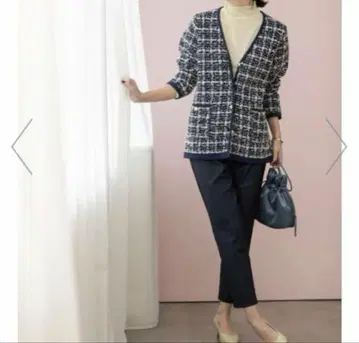 오페크 OPAQUE 트위드라이크 V 니트 가디건 [세탁기 사용 가능]