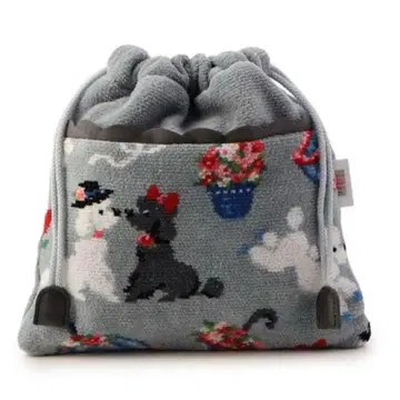 [ 미사용 ] FEILER 몽쁘띠룰 푸들 패턴 라이트 그레이 강아지 도그